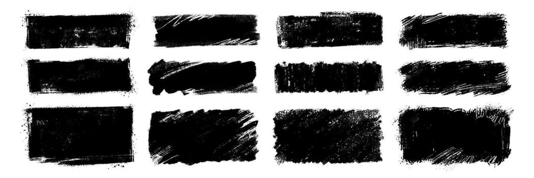 set of grunge ink frames. Bold texture distressed rectangular brush strokes. Textured backgrounds for badges, labels, banners, posters. vector