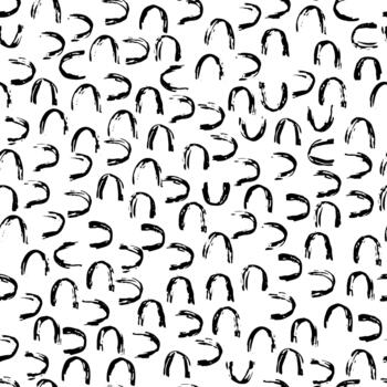 seamless dry brush simple stroke pattern. Arch shaped lines, simple gritty smears. Curved brush strokes seamless background. Minimalistic backdrop. vector