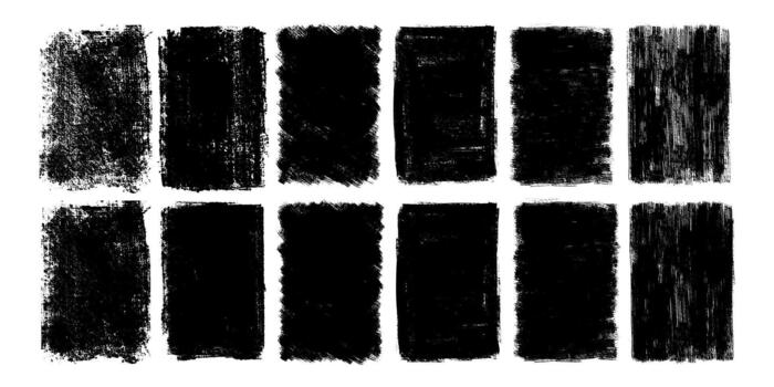set of grunge ink vertical frames. Bold texture distressed rectangular brush strokes. Textured backgrounds for badges, labels, banners, posters. vector