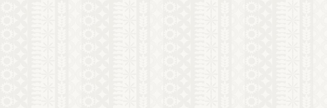 Cloud Dancer Color of the Year 2026. Elegant vertical decorative pattern, bg in soft white tones featuring geometric floral, botanical motifs. Template for banner, poster, background, card, cover. vector