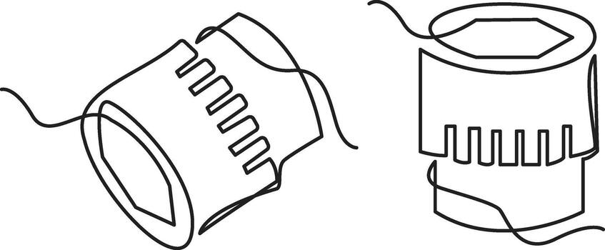 Socket wrench tools in continuous line art style isolated on white background minimal vector