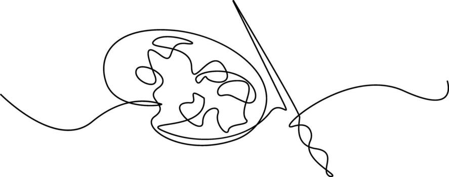 minimalista artistas paleta y cepillo en continuo línea Arte estilo creando sencillez vector