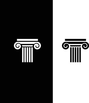 clásico iónico columnas representando historia, justicia, y arquitectónico grandeza vector