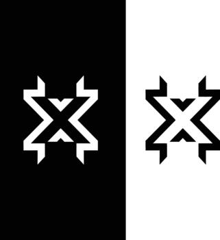 Dynamic Monochromatic X-Mark Abstract Geometric Logo Concept Design vector