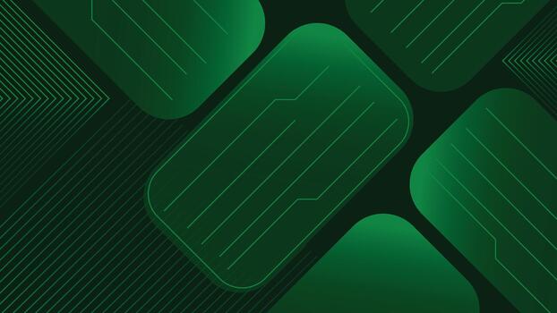 Green futuristic abstract background featuring geometric rounded shapes smooth gradients and modern tech inspired line patterns ideal for digital design branding presentations and creative projects vector