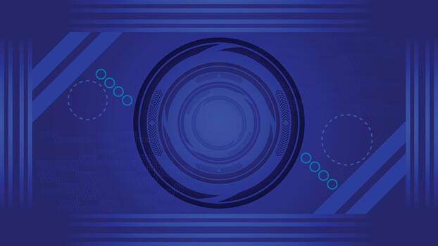 Blue futuristic tech background featuring digital circular interface elements geometric shapes and modern abstract details ideal for technology themes presentations covers and digital projects vector