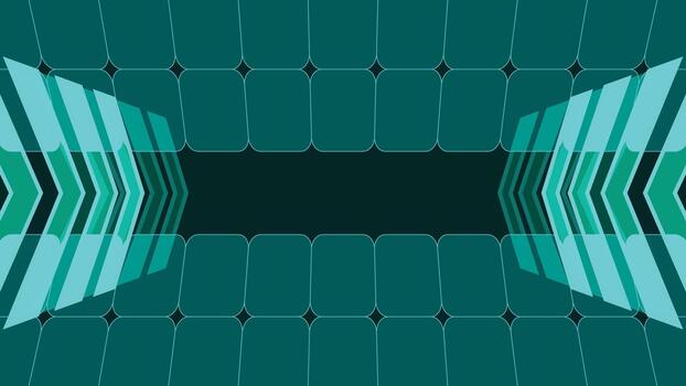 moderno futurista antecedentes presentando verde azulado flechas y un redondeado cuadrícula modelo creando un dinámica geométrico diseño ideal para tecnología diseño digital temas presentaciones y creativo proyectos vector