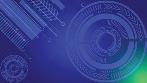 Futuristic blue tech interface background with digital circles and modern circuit design vector