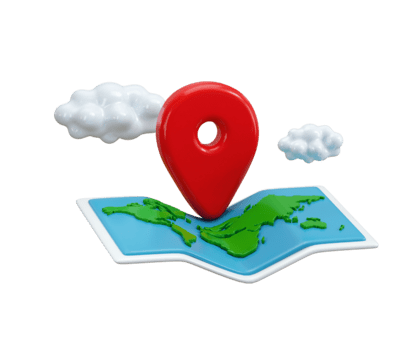 Karta med plats stift ikon 3d framställa begrepp av 3d Karta med röd stift plats med moln ikon illustration png