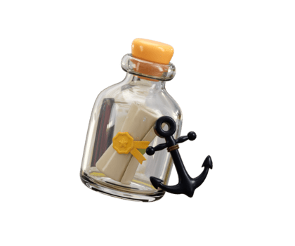 mensaje en un botella icono 3d hacer concepto de mensaje en un papel dentro el botella con Embarcacion ancla icono ilustración png