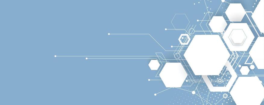 abstract technology background with hexagons and lines vector