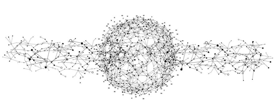 Black and white Plexus effect on abstract background vector