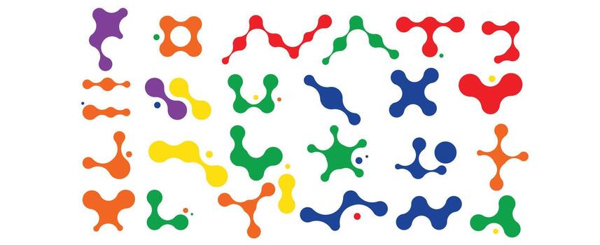 un conjunto de vistoso letras con diferente formas vector