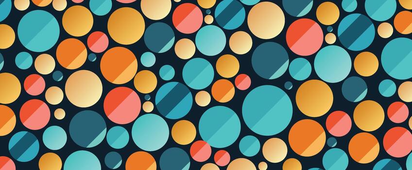 un vistoso modelo con círculos en un negro antecedentes vector