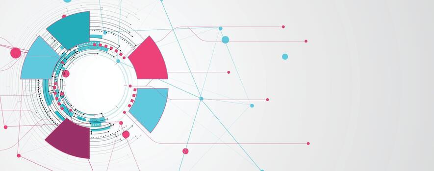 a colorful circuit abstract background with a circle and lines vector