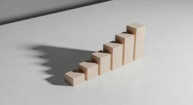 negocio crecimiento gráfico con apilado de madera bloques, simbolizando Progreso y éxito. ideal para negocio conceptos, gestión, y inversión. foto