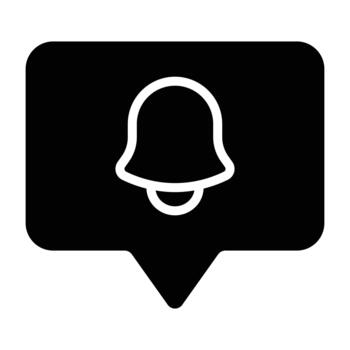 sólido negro campana notificación símbolo con puntero base, ideal para alertas, recordatorios, actualizaciones, mensajería, y usuario interfaz diseños vector