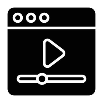 Solid black player layout with screen and play button, ideal for media, streaming, and digital content themes. vector