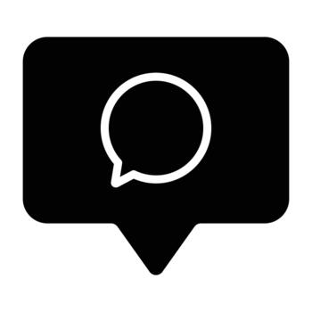 Solid black speech bubble with simple outline, ideal for chat systems, messaging, communication, and discussion themes. vector