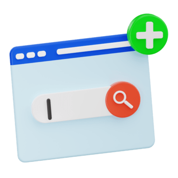 3d ragnatela del browser finestra con ricerca bar e Inserisci pulsante png
