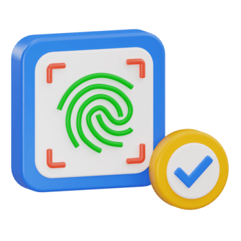 3D Fingerprint Scan Verification Icon with Checkmark png