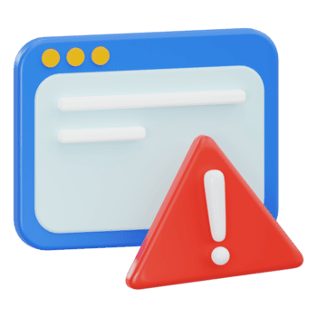 3d sito web errore icona con avvertimento triangolo png