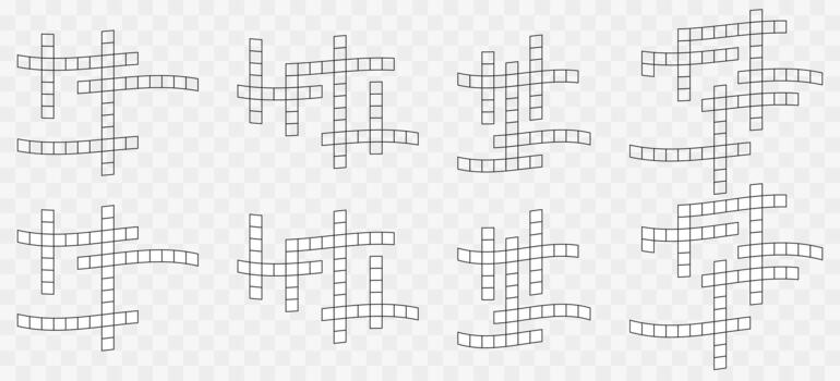 conjunto de crucigrama concepto iconos plano símbolos de palabra rompecabezas, cerebro juegos, y cuadrícula diseños mínimo gráfico elementos para web, aplicaciones, imprimir, y educativo materiales vector