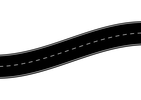 Straight and winding road. Seamless asphalt road template with highway markings. Curved and straight roadway pattern for maps, transport design, backgrounds, and navigation concepts. illustration. vector