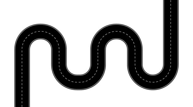 Top view of a curved highway road map. Simple roadmap diagram with winding lanes. illustration for navigation, transport, travel routes, and location design. vector