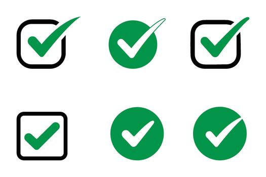 sencillo cheque marca icono conjunto con limpiar garrapata señales en caja y circulo estilos. Perfecto para ui diseño, liza, tareas, botones, y aplicación interfaces vector