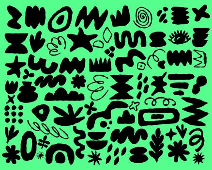 Abstract Artistic Elements boho shape clip art collection editable, hand drawn design elements, perfect for adding a touch of creativity and originality to any project. vector