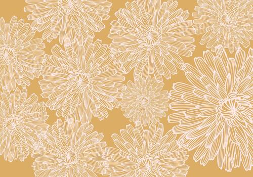 Floral Swirls flower line pattern background, An artistic composition of intricately drawn, swirling floral patterns, creating a mesmerizing dance of nature's beauty on a soft golden backdrop. vector