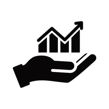 hand icon with simple bar chart vector