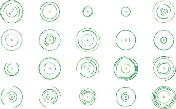 Green circles rotating on a white background showing data flow vector