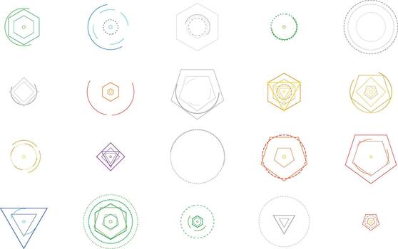 Geometric shapes forming patterns on a white background modern vector