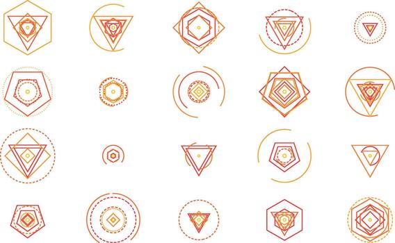Geometric shapes creating patterns in a minimal design concept vector