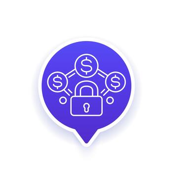 fixed cost icon with a lock, line design vector