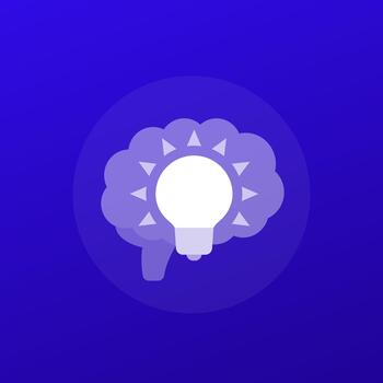 idea icono con un cerebro, transparente diseño vector