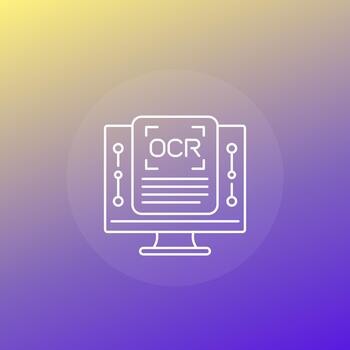 OCR icon, Optical character recognition software line design vector