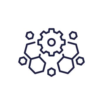 bioengineering icon in line design with molecules vector