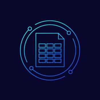 hoja de cálculo archivo icono, lineal diseño vector