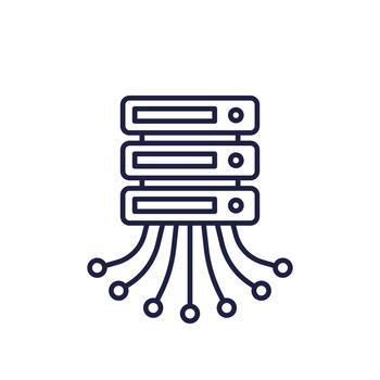 mainframe or server line icon, hosting equipment vector
