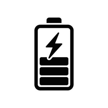 vertical batería icono mostrando Tres cuarteles cargar nivel con un relámpago tornillo indicando cargando vector