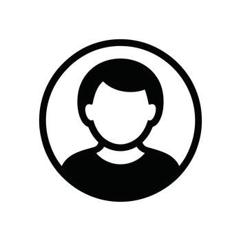 A generic male user avatar profile icon with a circular border on a clean white background vector