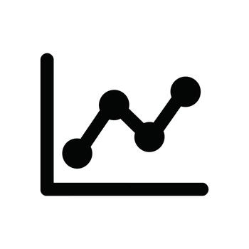 A solid black line graph with connected data points illustrates statistical trends and data analysis vector