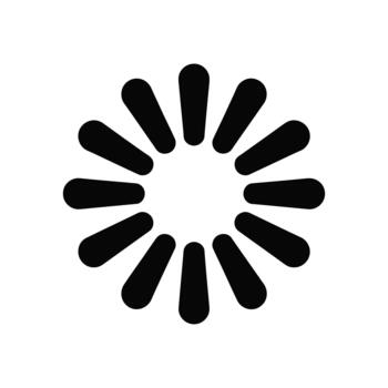 A circular black loading indicator icon shows segmented progress on a plain white background vector