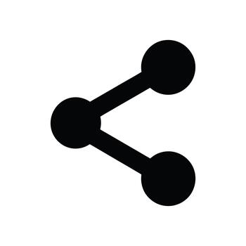 A solid black share symbol icon with three connected circles on a clean white background vector