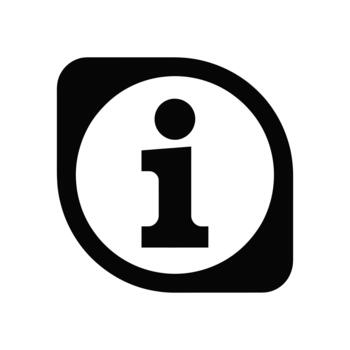 A distinctive black information symbol icon featuring a lowercase letter i inside a leaf like shape vector