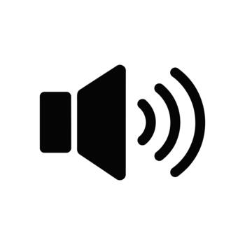 A solid black speaker icon with sound waves signifies audio output and volume on a bright white background vector