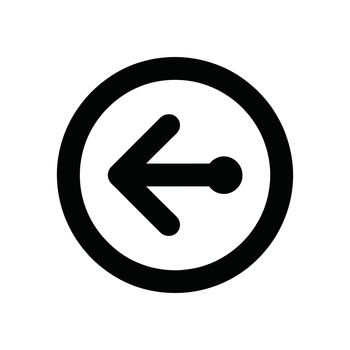 un negrita negro flecha señalando izquierda dentro un circular contorno en un llanura blanco fondo vector